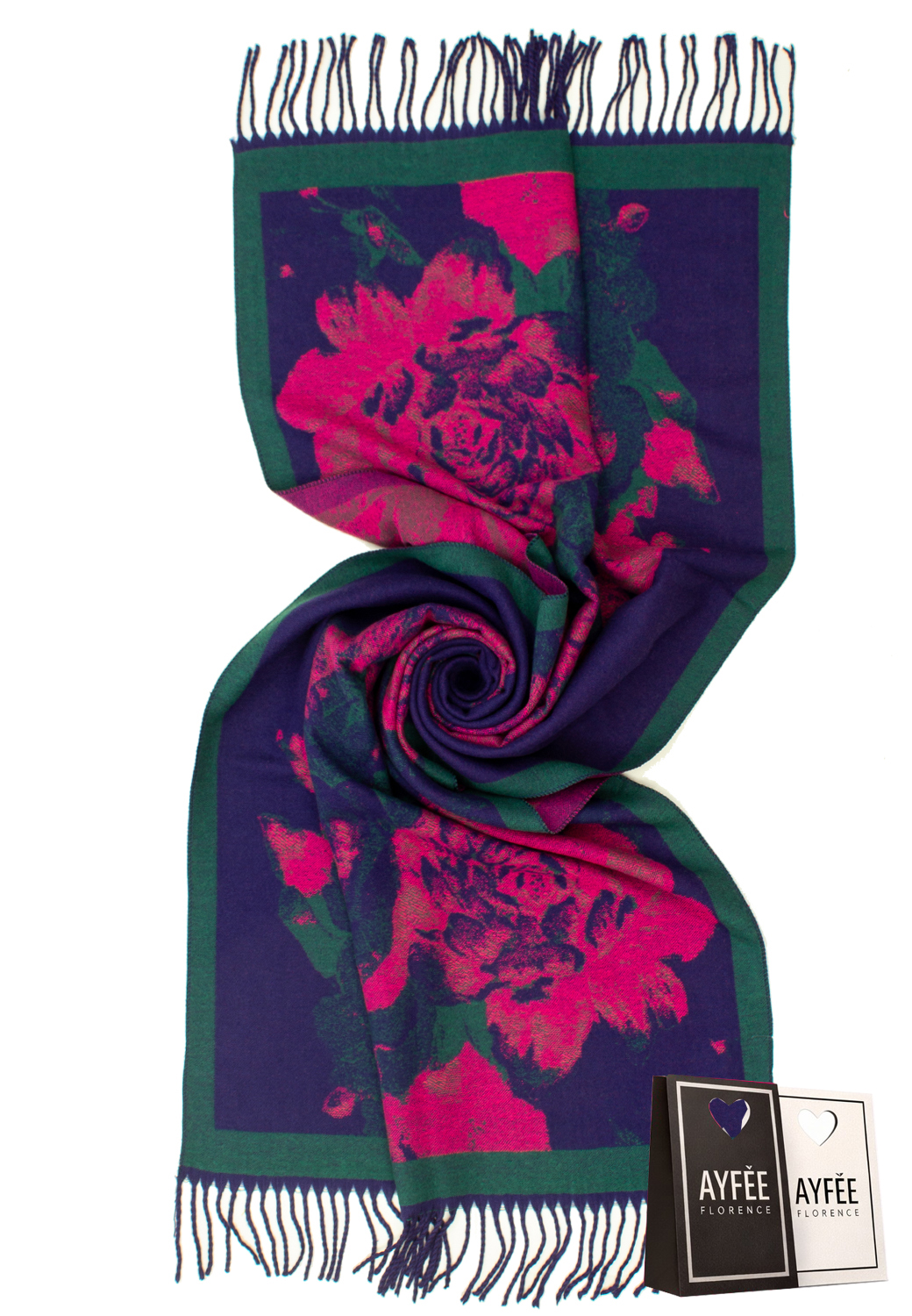 STOLA JACQUARD MAXIROSES,  CM 70*180, 100% VI, MADE IN PRC       - PURPLE